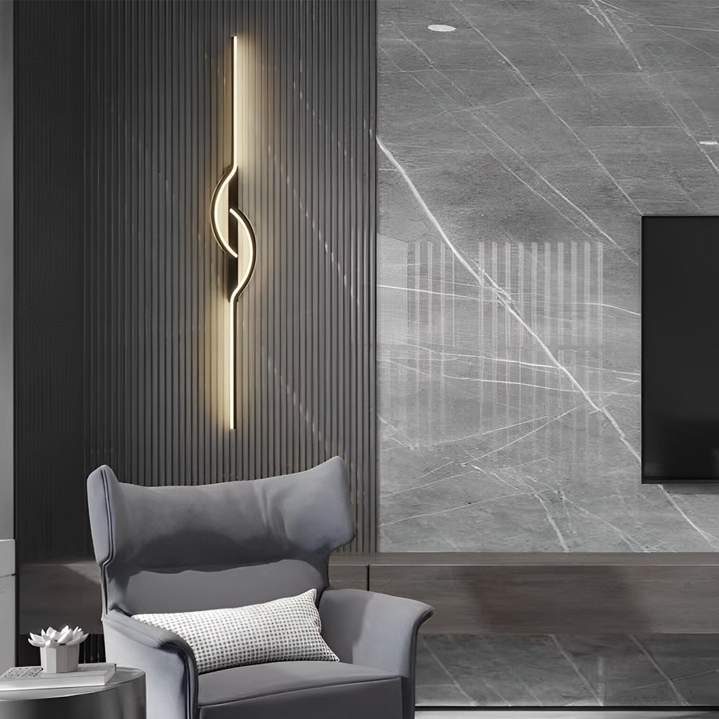 Minimalist Black Linear Wall Light Creative Modern LED Sconce with Adjustable Brightness