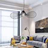 Minimalist Black Metal Hat Shaped LED Pendant Lamp for Modern Living Room and Bedroom