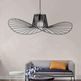 Minimalist Black Metal Hat Shaped LED Pendant Lamp for Modern Living Room and Bedroom