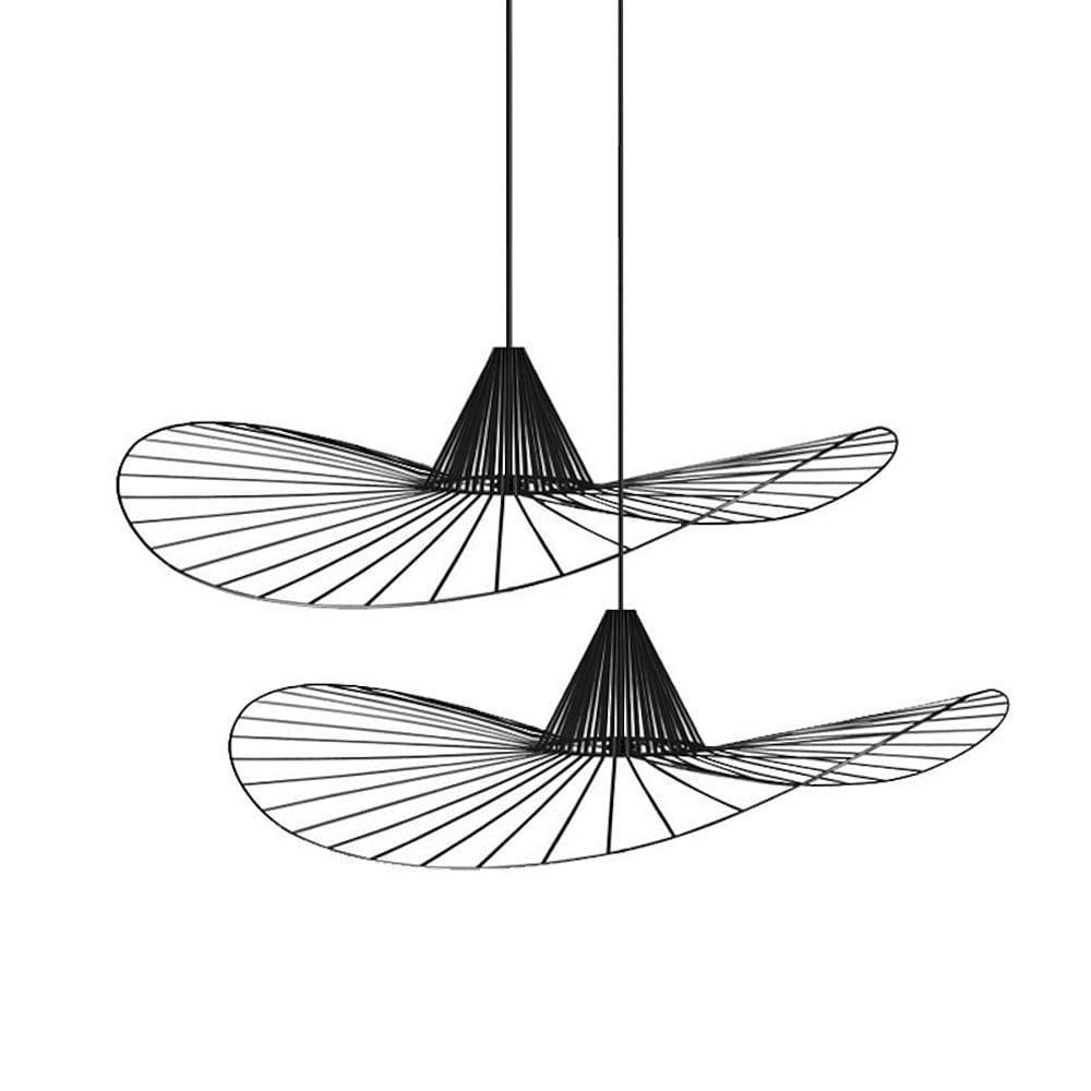 Minimalist Black Metal Hat Shaped LED Pendant Lamp for Modern Living Room and Bedroom