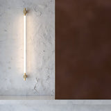Minimalist Brass Linear LED Bathroom Vanity Light Gold Mirror Sconce in 35 and 47 Inch Lengths