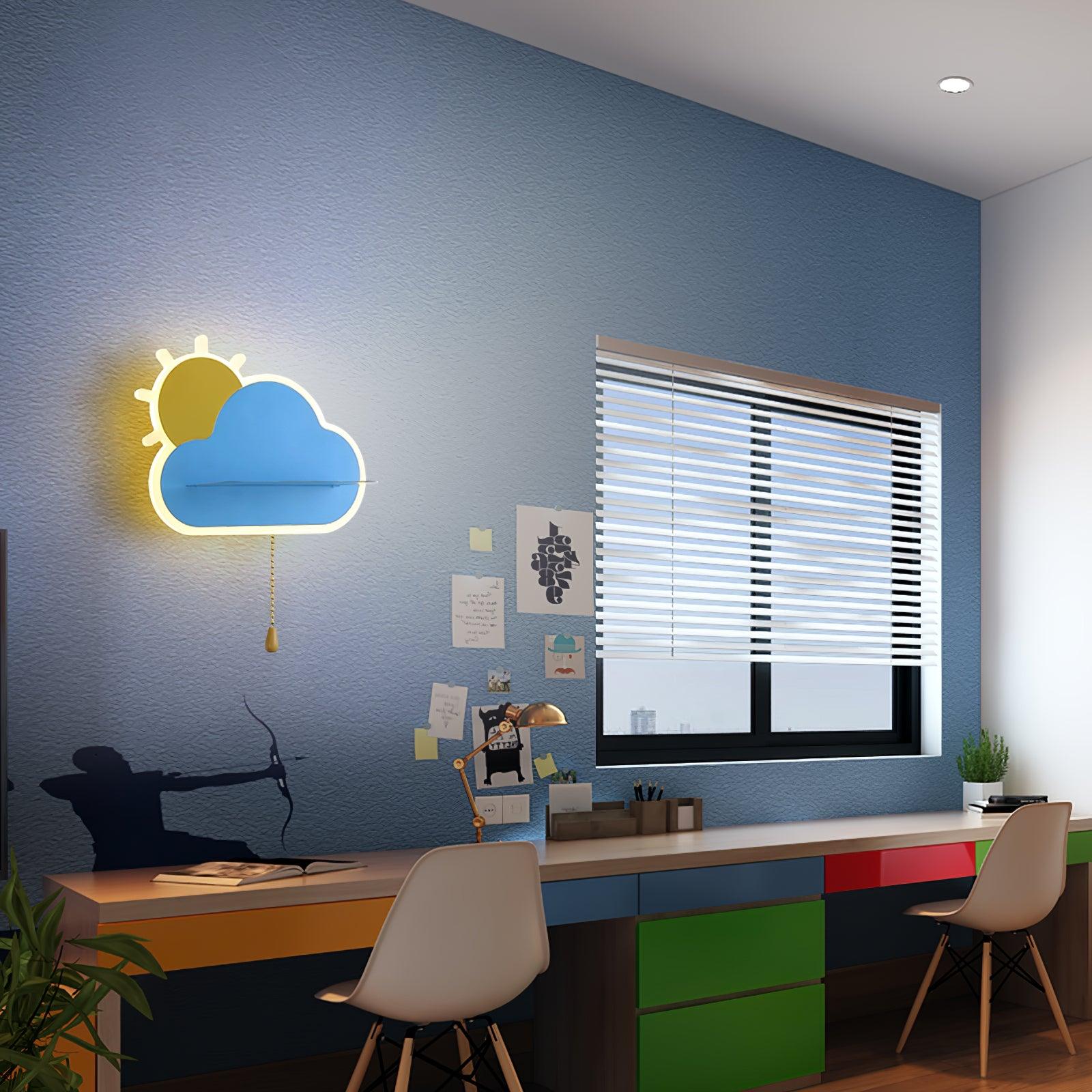 Minimalist Cloud Shaped LED Wall Lamp for Kids Room Bedside Lighting Set of 2