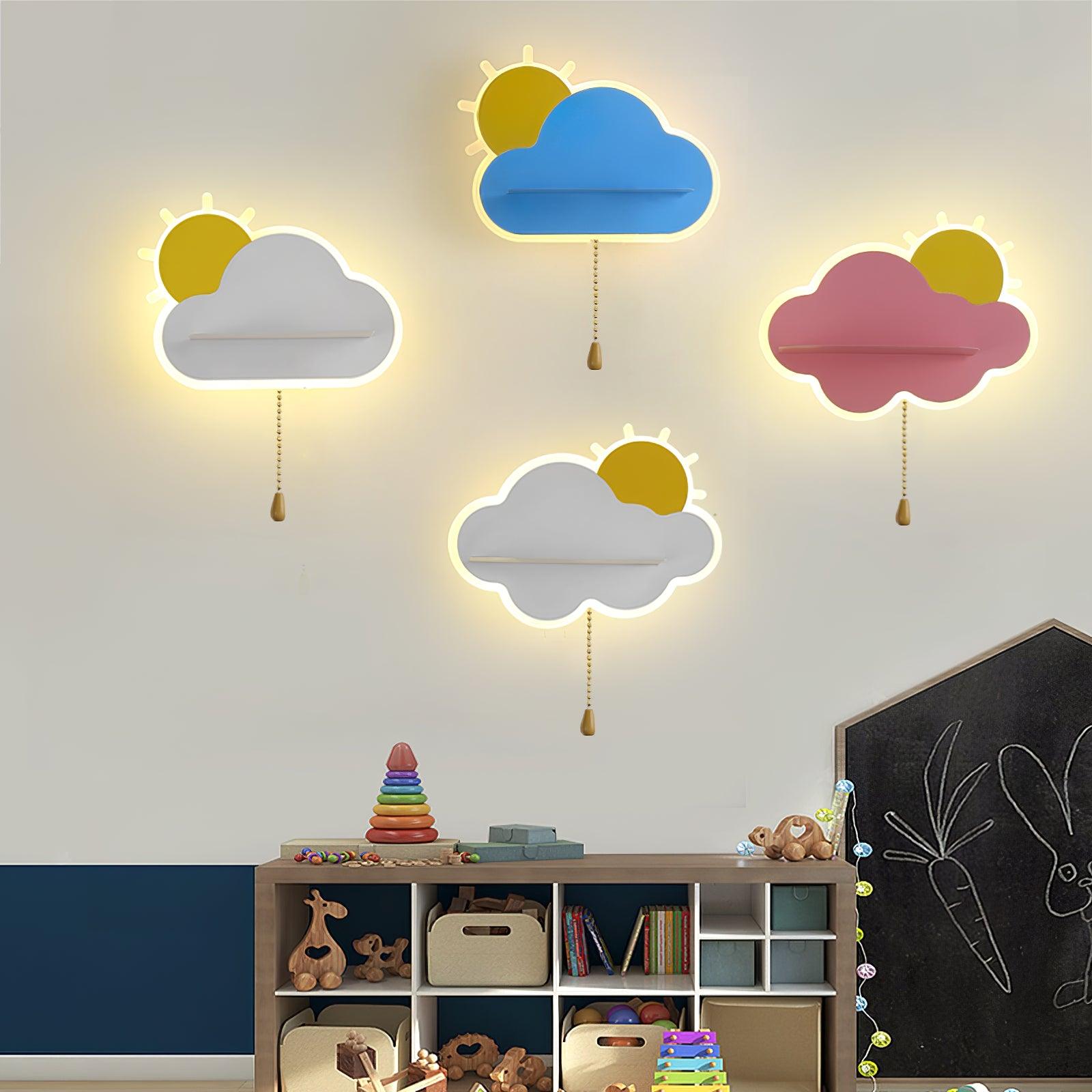 Minimalist Cloud Shaped LED Wall Lamp for Kids Room Bedside Lighting Set of 2