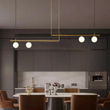Minimalist Copper Linear Globe Pendant Light with Glass Shades for Kitchen Island and Dining Room