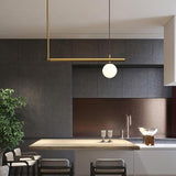 Minimalist Copper Linear Globe Pendant Light with Glass Shades for Kitchen Island and Dining Room