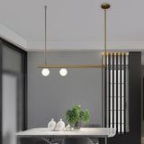 Minimalist Copper Linear Globe Pendant Light with Glass Shades for Kitchen Island and Dining Room