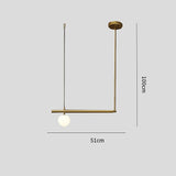 Minimalist Copper Linear Globe Pendant Light with Glass Shades for Kitchen Island and Dining Room