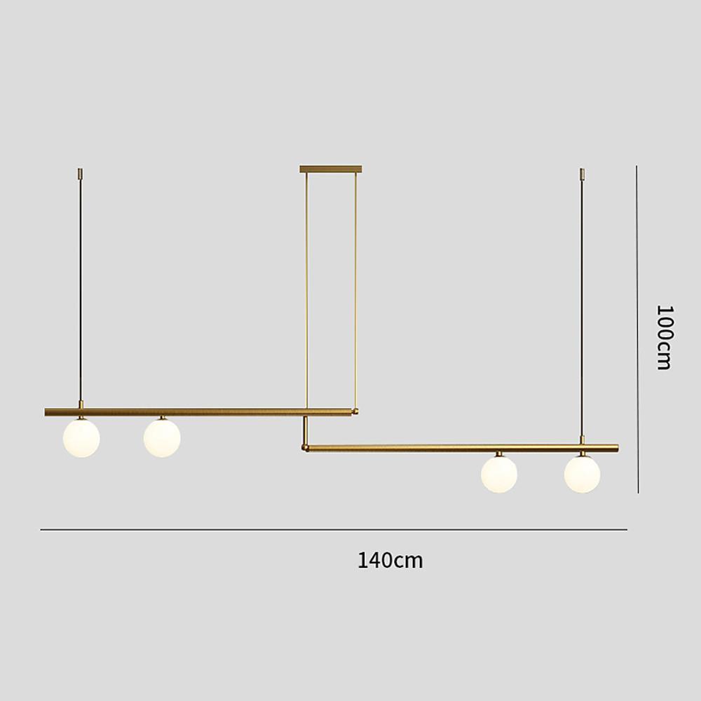 Minimalist Copper Linear Globe Pendant Light with Glass Shades for Kitchen Island and Dining Room
