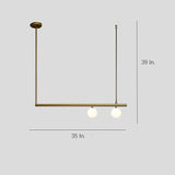 Minimalist Copper Linear Globe Pendant Light with Glass Shades for Kitchen Island and Dining Room
