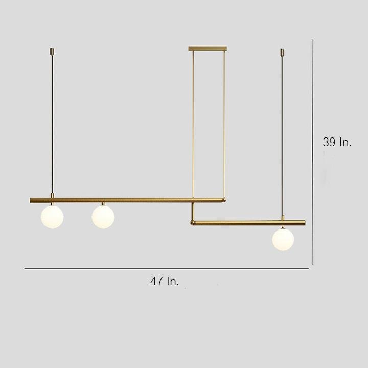 Minimalist Copper Linear Globe Pendant Light with Glass Shades for Kitchen Island and Dining Room