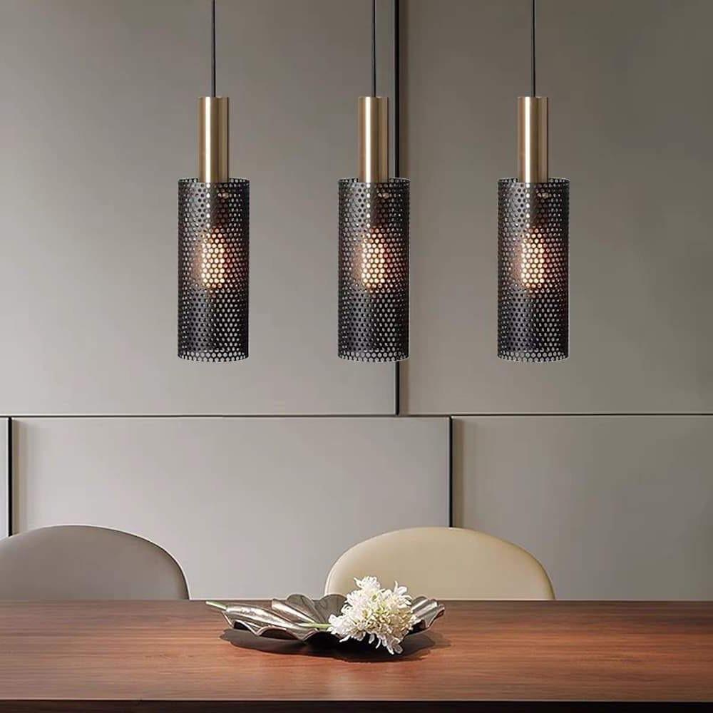 Minimalist Cylindrical Metal Pendant Light LED Hanging Ceiling Fixture for Modern Interiors