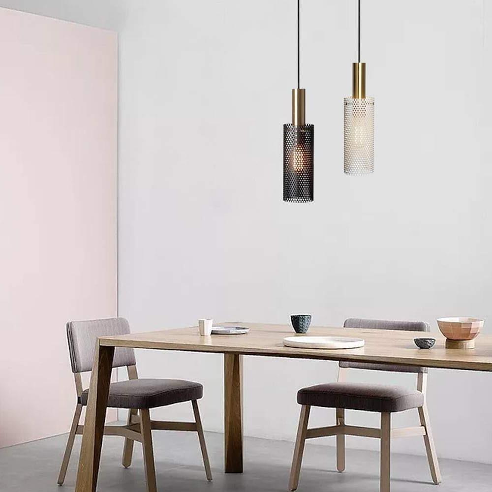 Minimalist Cylindrical Metal Pendant Light LED Hanging Ceiling Fixture for Modern Interiors