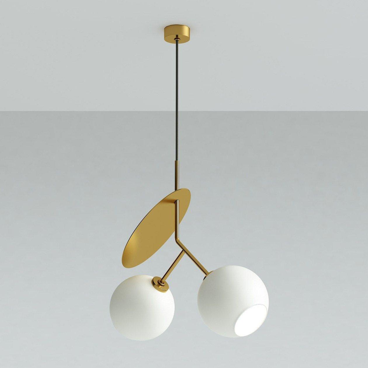 Minimalist Geometric Cherry LED Pendant Light with Frosted Glass Globe Shade for Modern Interiors