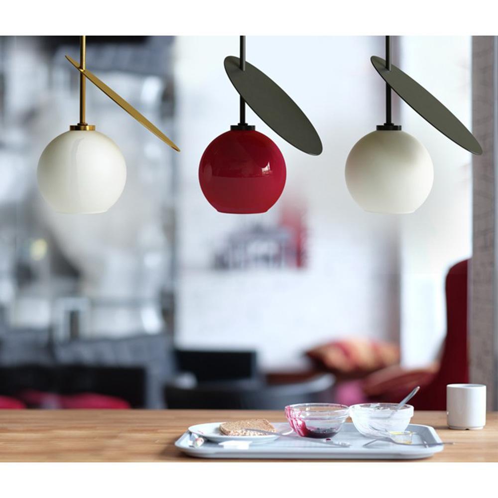 Minimalist Geometric Cherry LED Pendant Light with Frosted Glass Globe Shade for Modern Interiors