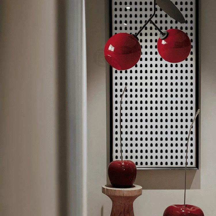 Minimalist Geometric Cherry LED Pendant Light with Frosted Glass Globe Shade for Modern Interiors