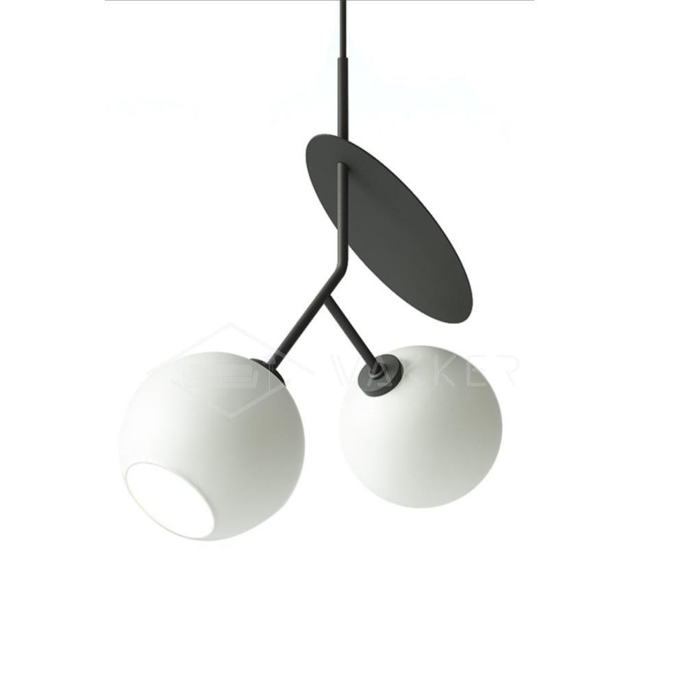 Minimalist Geometric Cherry LED Pendant Light with Frosted Glass Globe Shade for Modern Interiors