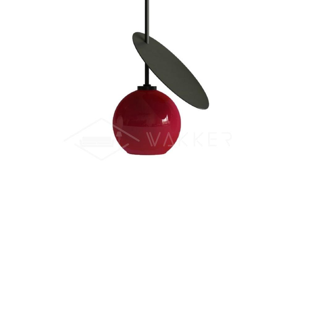 Minimalist Geometric Cherry LED Pendant Light with Frosted Glass Globe Shade for Modern Interiors