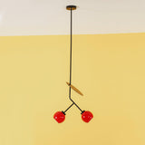 Minimalist Geometric Cherry LED Pendant Light with Frosted Glass Globe Shade for Modern Interiors