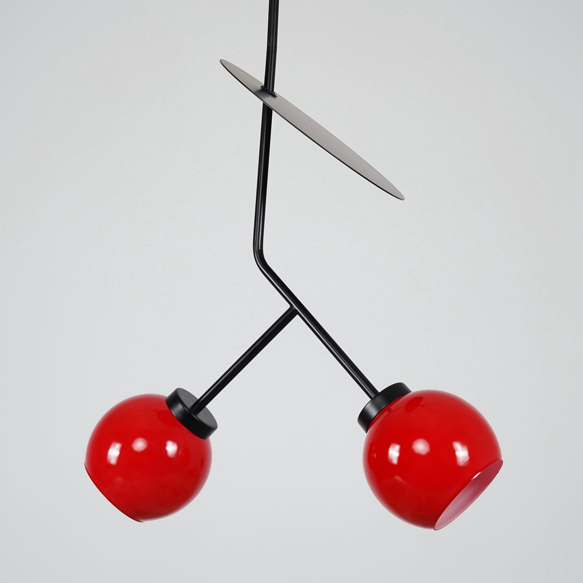 Minimalist Geometric Cherry LED Pendant Light with Frosted Glass Globe Shade for Modern Interiors