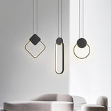 Minimalist Geometric LED Pendant Lamp in Black Finish for Modern Interiors