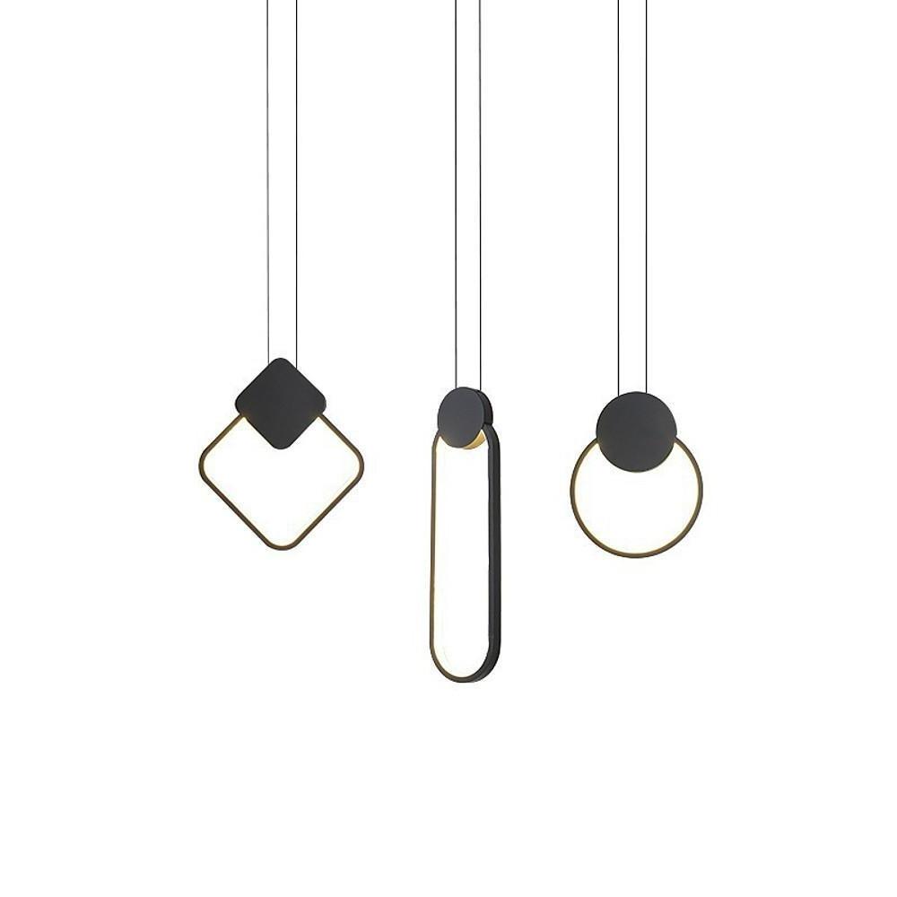 Minimalist Geometric LED Pendant Lamp in Black Finish for Modern Interiors