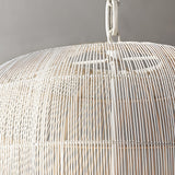 Minimalist Japanese Style Woven Iron Pendant Light Zen Wabi Sabi Lantern Chandelier for Living Room