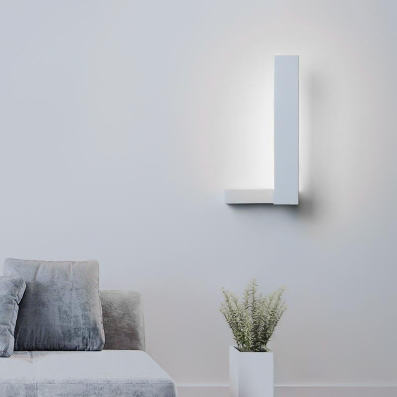 Minimalist L Shaped LED Wall Sconce Modern Black White Light Fixture for Hallway