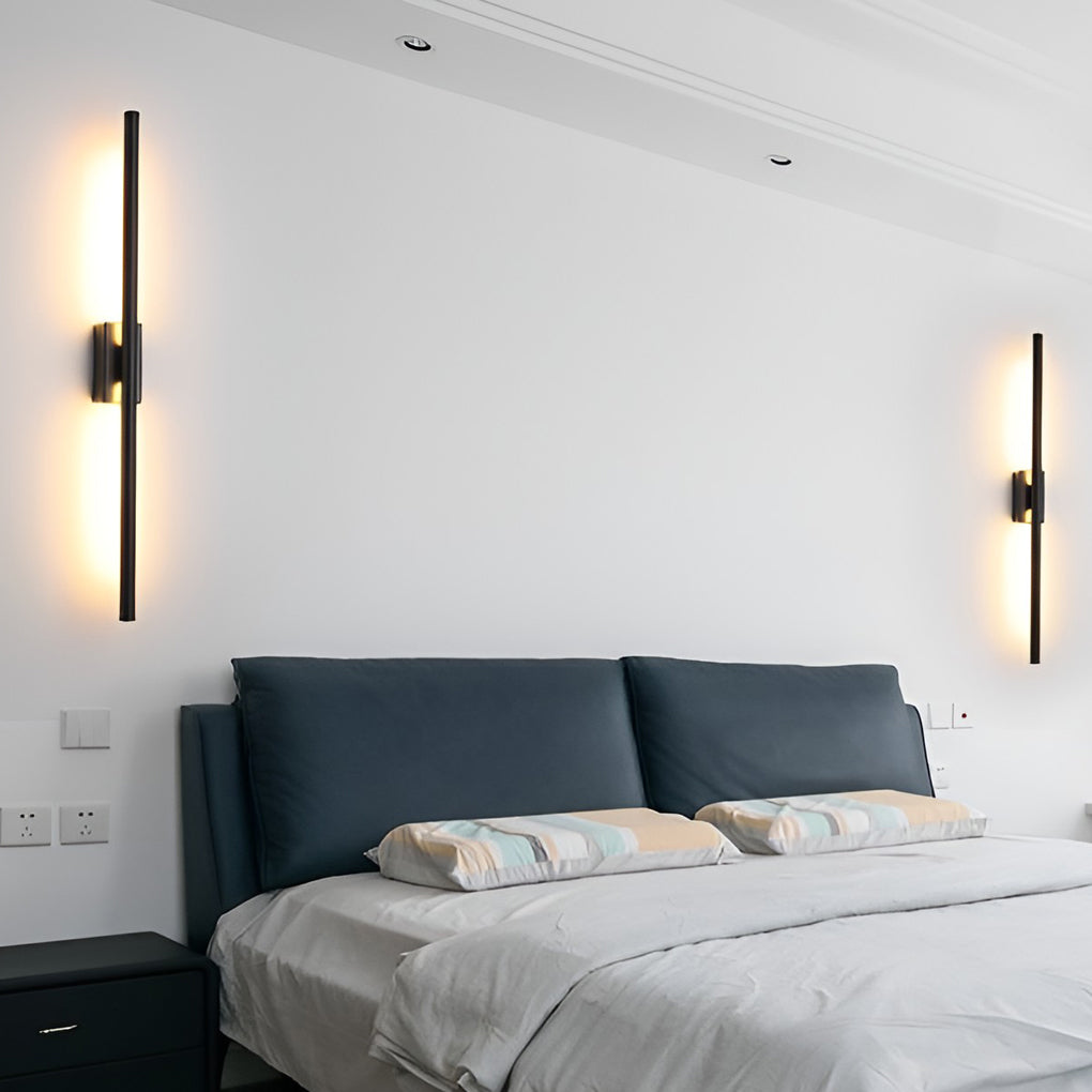 Minimalist LED Metal Strip Wall Sconce Modern Electroplated Indoor Linear Lighting Fixture