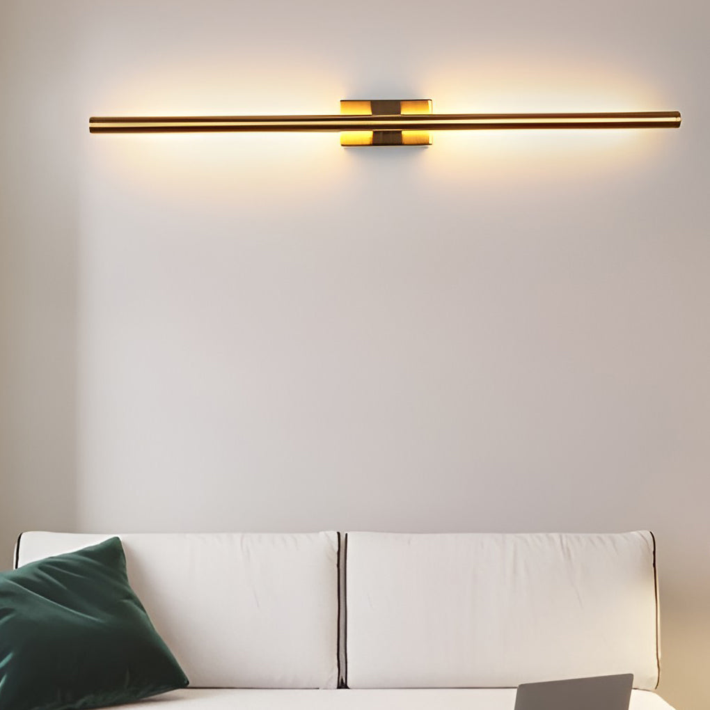 Minimalist LED Metal Strip Wall Sconce Modern Electroplated Indoor Linear Lighting Fixture