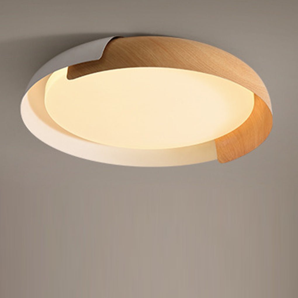 Modern Nordic Round LED Ceiling Light Dimmable Iron Flush Mount Fixture for Bedroom