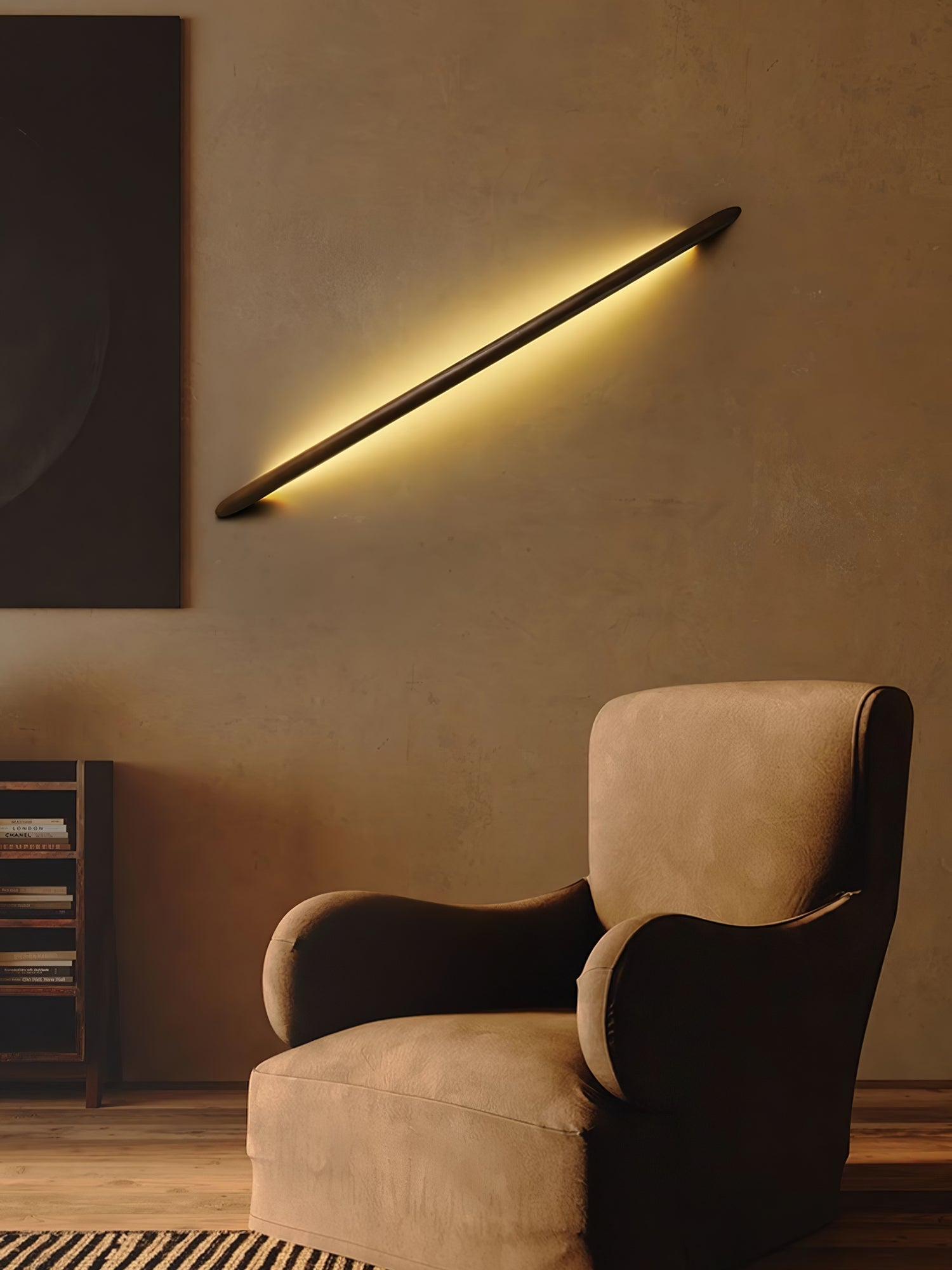 Minimalist Linear Wood LED Sconce Modern Vertical Wall Mounted Light for Hallways and Living Rooms