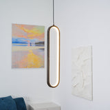 Minimalist Long Oval Linear LED Pendant Light for Kitchen Island and Dining Areas