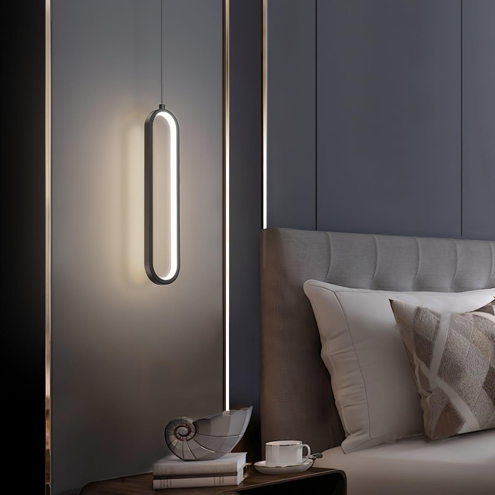 Minimalist Long Oval Linear LED Pendant Light for Kitchen Island and Dining Areas
