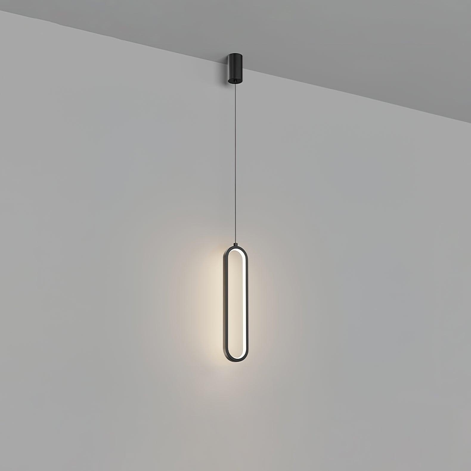 Minimalist Long Oval Linear LED Pendant Light for Kitchen Island and Dining Areas