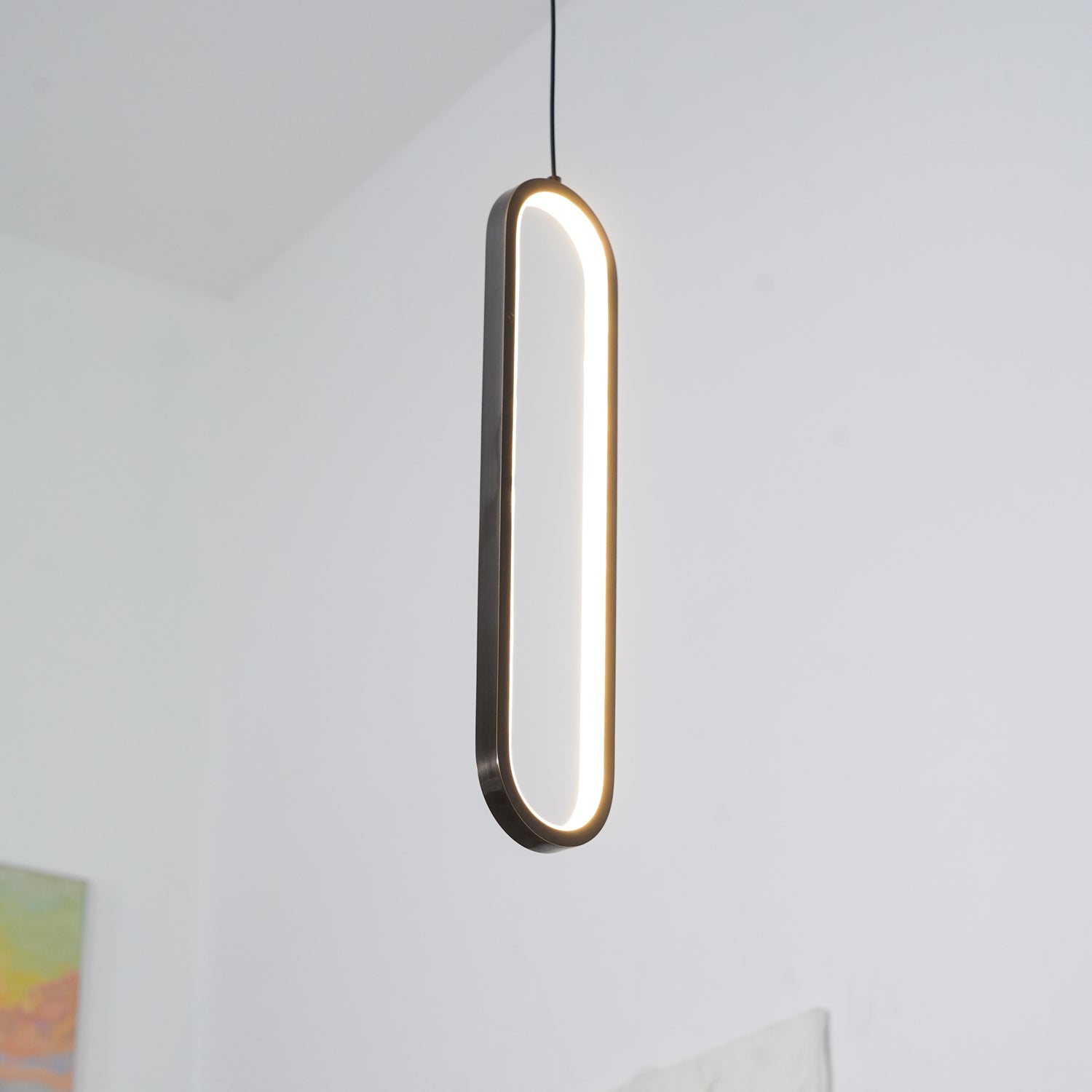 Minimalist Long Oval Linear LED Pendant Light for Kitchen Island and Dining Areas
