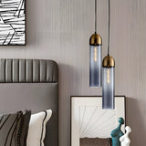 Minimalist Long Tube Glass Bottle Pendant Light Nordic Single Hanging Lamp for Bedroom and Kitchen Island