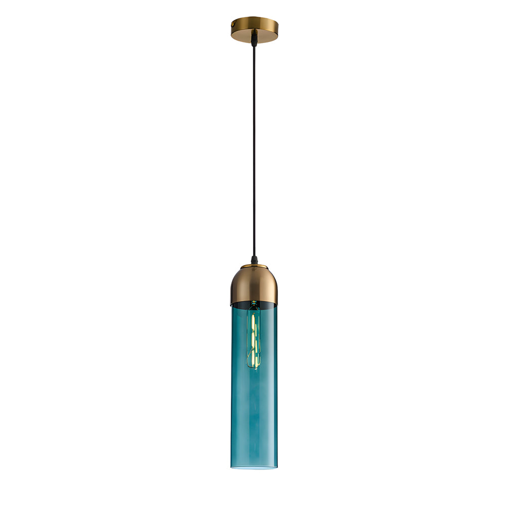 Minimalist Long Tube Glass Bottle Pendant Light Nordic Single Hanging Lamp for Bedroom and Kitchen Island