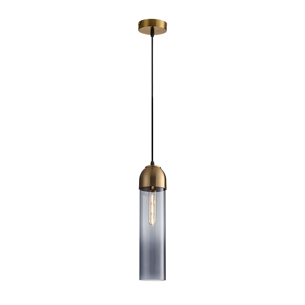 Minimalist Long Tube Glass Bottle Pendant Light Nordic Single Hanging Lamp for Bedroom and Kitchen Island