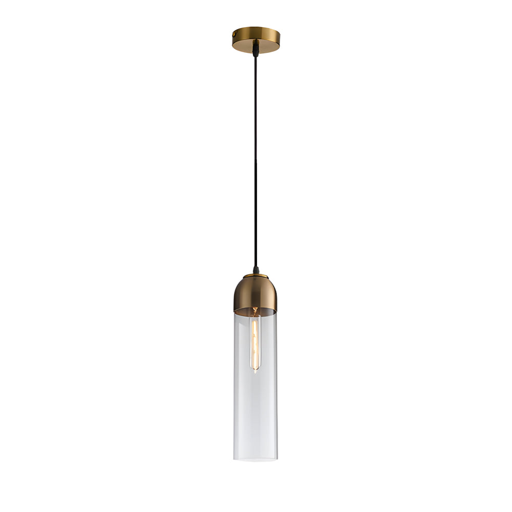 Minimalist Long Tube Glass Bottle Pendant Light Nordic Single Hanging Lamp for Bedroom and Kitchen Island