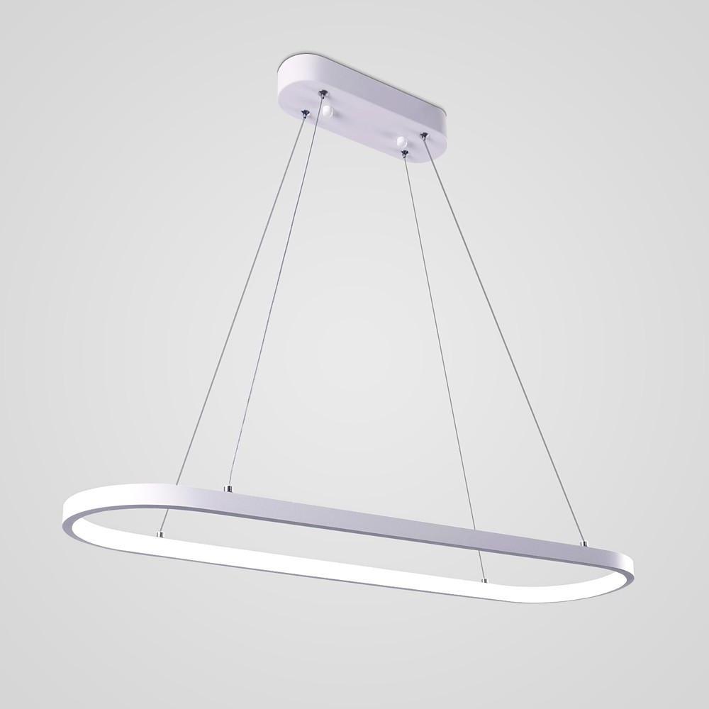 Minimalist Metal LED Chandelier Rectangular Ring Hanging Light for Modern Kitchen Dining Room