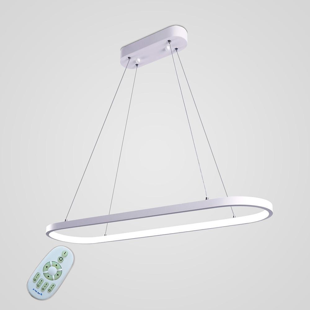Minimalist Metal LED Chandelier Rectangular Ring Hanging Light for Modern Kitchen Dining Room