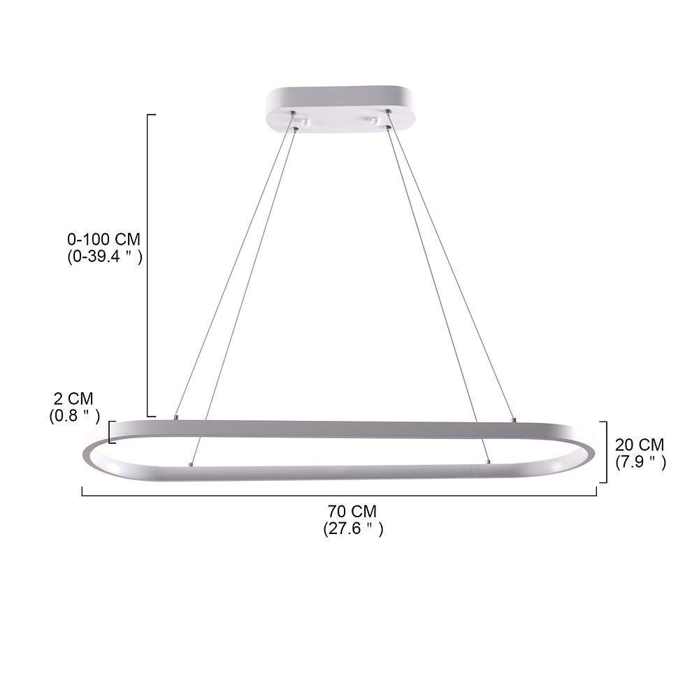 Minimalist Metal LED Chandelier Rectangular Ring Hanging Light for Modern Kitchen Dining Room
