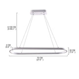 Minimalist Metal LED Chandelier Rectangular Ring Hanging Light for Modern Kitchen Dining Room
