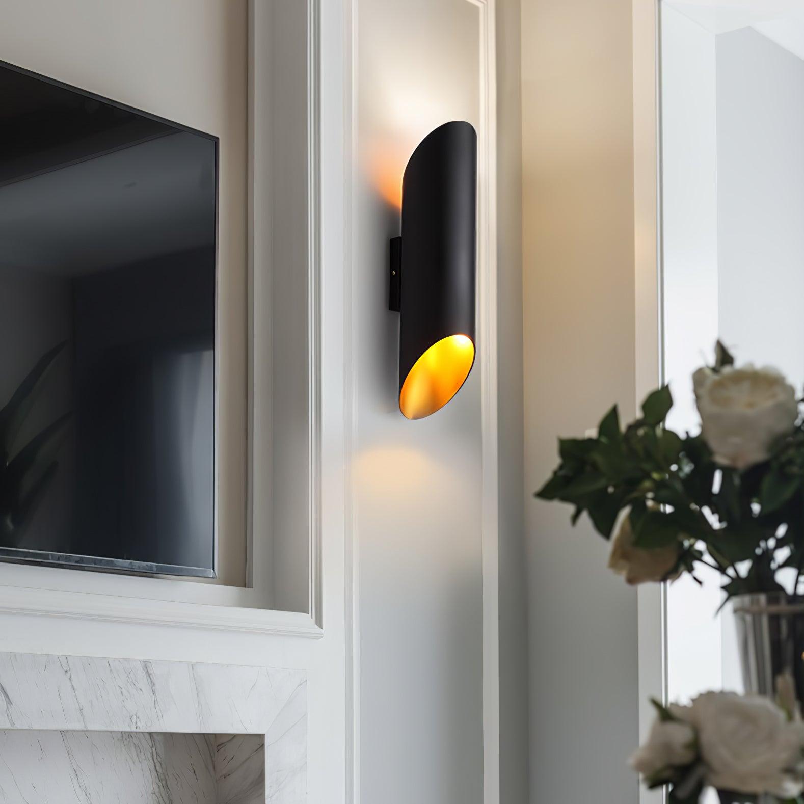 Minimalist Metal Wall Mounted Light Fixture Set of 2 Matte Black and Brass Finish Wall Sconce