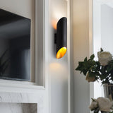 Minimalist Metal Wall Mounted Light Fixture Set of 2 Matte Black and Brass Finish Wall Sconce