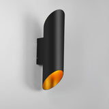 Minimalist Metal Wall Mounted Light Fixture Set of 2 Matte Black and Brass Finish Wall Sconce