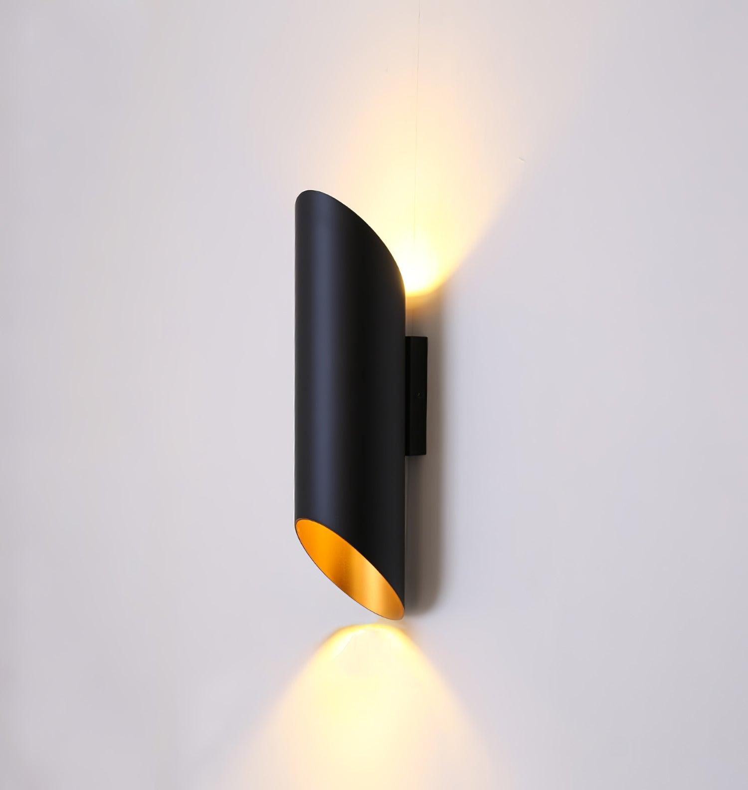 Minimalist Metal Wall Mounted Light Fixture Set of 2 Matte Black and Brass Finish Wall Sconce