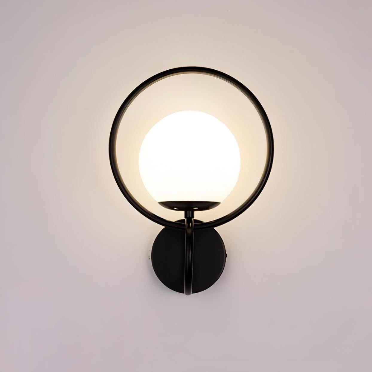 Minimalist Modern Sphere Glass Globe Wall Sconce with Metal Bracket Set of Two