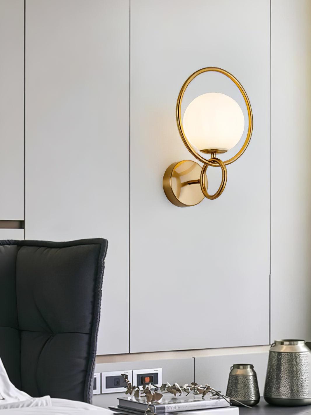 Minimalist Modern Sphere Glass Globe Wall Sconce with Metal Bracket Set of Two