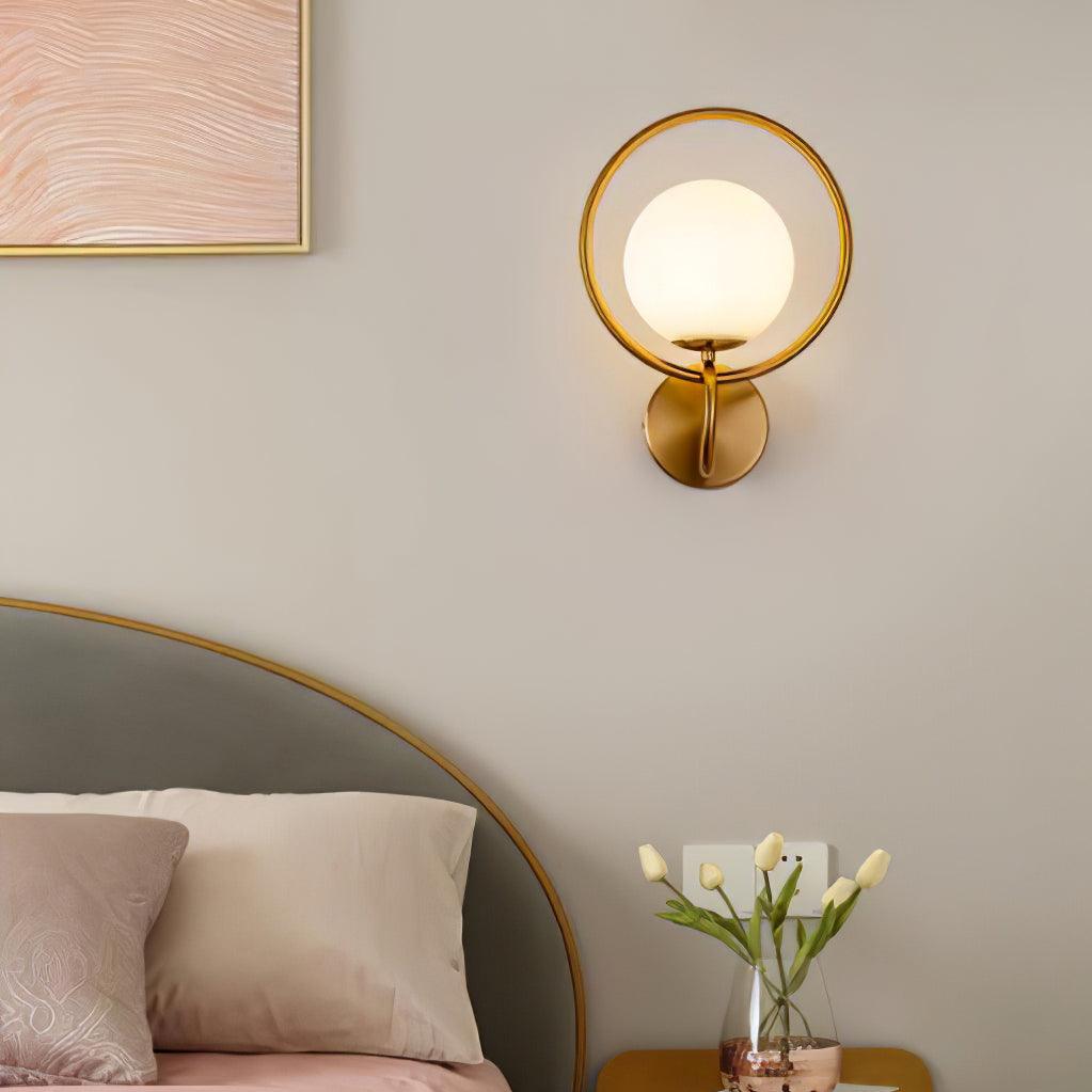 Minimalist Modern Sphere Glass Globe Wall Sconce with Metal Bracket Set of Two